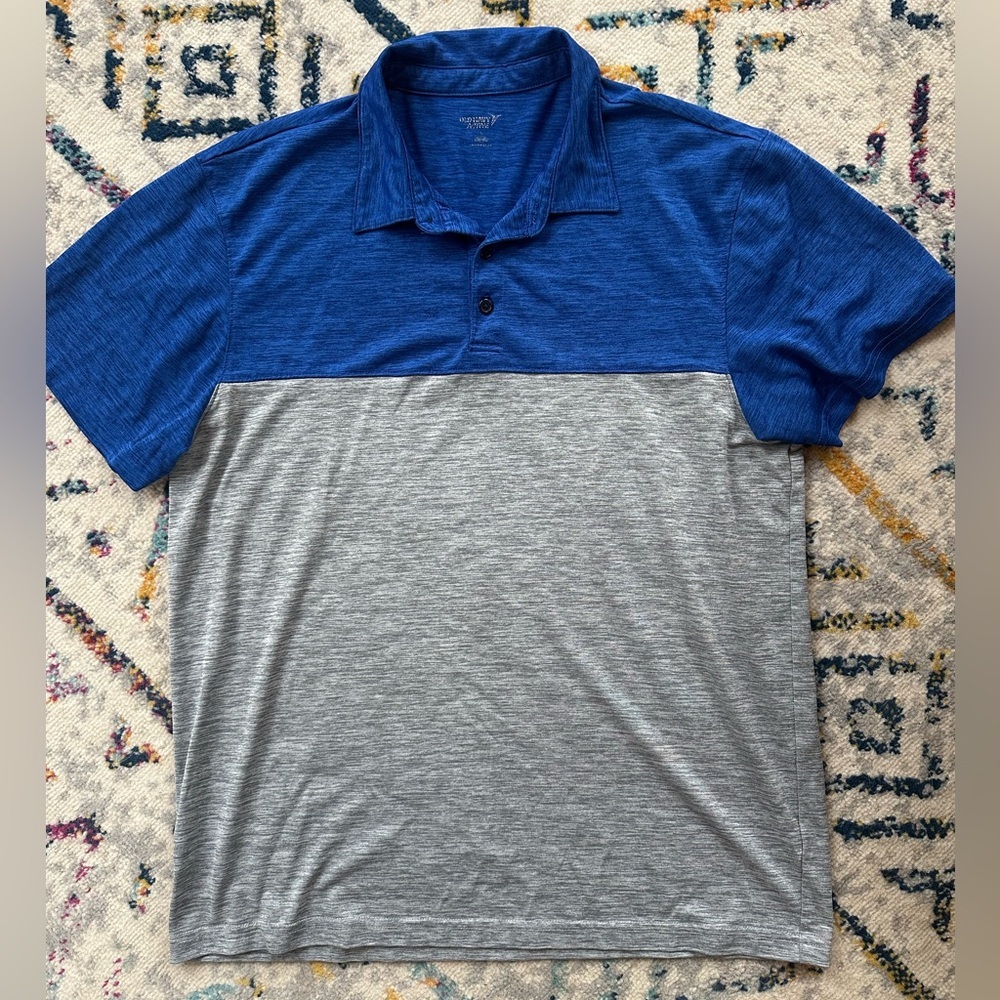 Old Navy Blue and Gray Polo Shirt - Mens